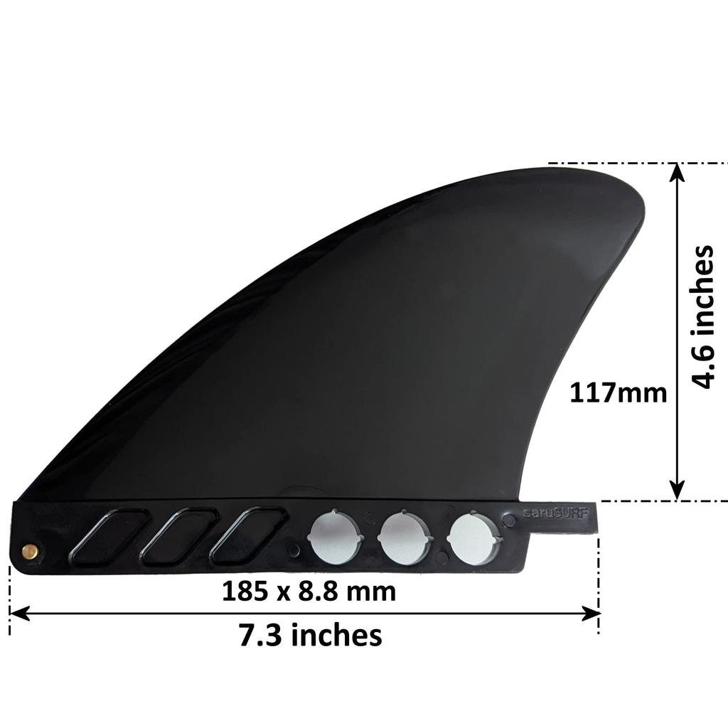 Center fin 12cm Hard 4.6" for longboard SUP airSUP AIR7 paddleboard Hard Flex US box saruSURF (Black (with screws))