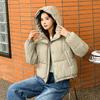 Women Autumn Winter Soild Color Thicken Outwear Cotton Padded Hooded Warm Jacket Coat