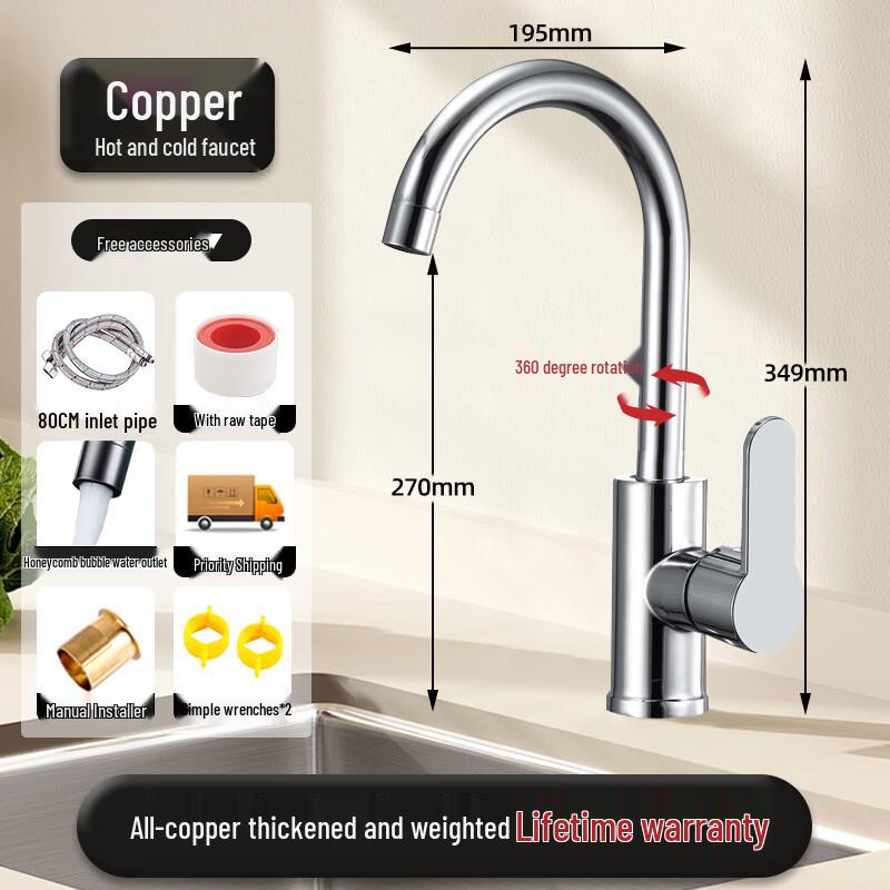 Mengguan Stainless Steel High-Arc Kitchen Faucet