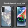 Dreamy Striped Butterfly For Magsafe Samsung S25 S25 Edge S25Ultra S8 9 10 20 S21 Pro 22 Plus S23 FE S24 Ultra Glass Phone Case