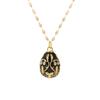 AENSOA Bunte Emaille Ostereier Anhänger Halsketten für Frauen Guilloche Medaillon Ei Strassstein Charm Halskette Gold Farbe Schmuck