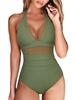 Hot-Selling Women's Halter Swimsuit with Cutout Deep V and Push-Up Feature
