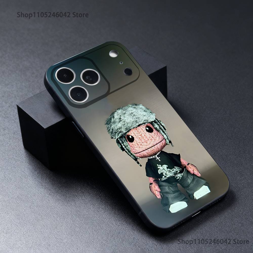 L-LBP S-Sackboy Custom Wear-resistant Phone Case For iPhone 17,16,15,14,13,12,11,Pro,Max,Plus Black Soft Cover