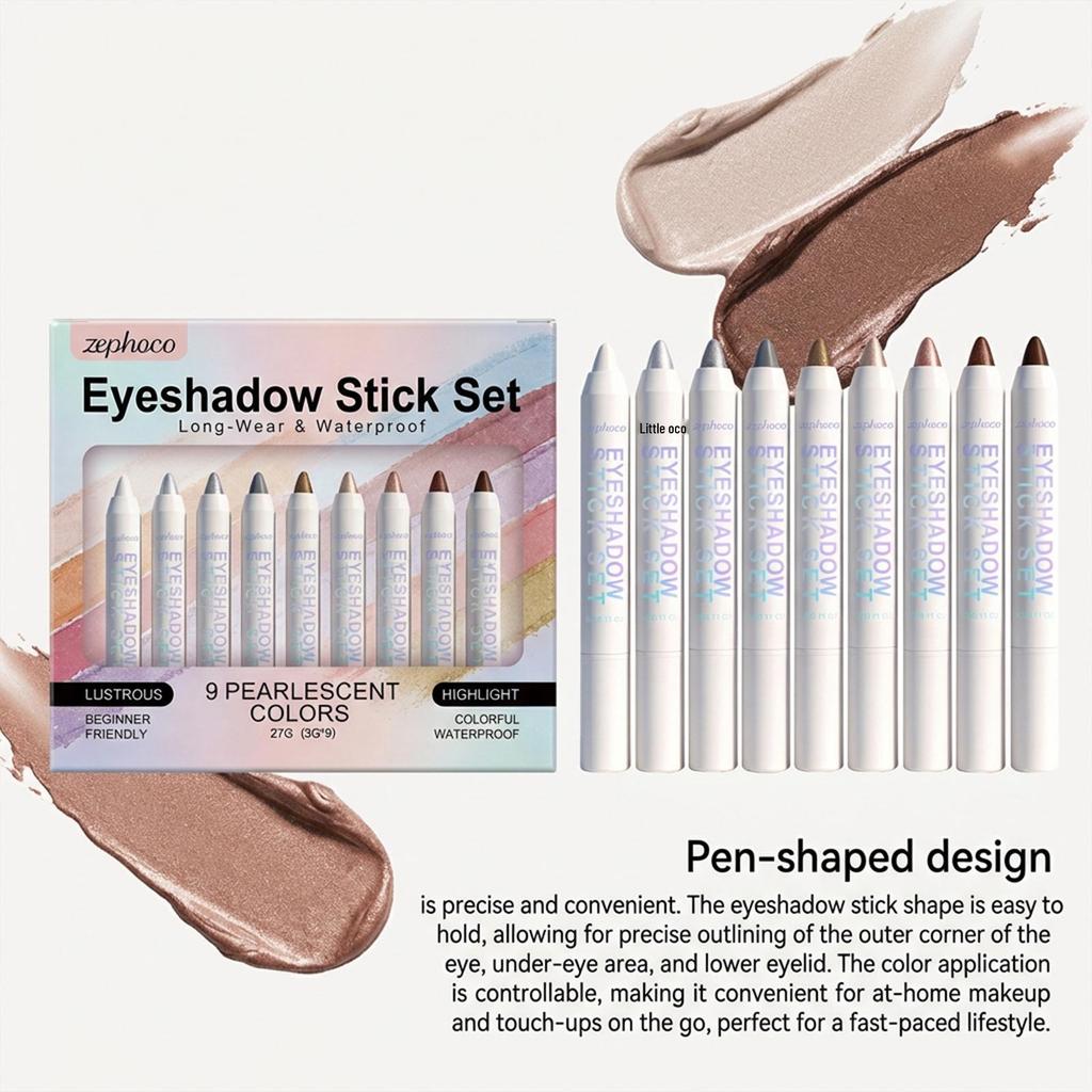 Zephoco Multi-effect Eyeshadow Stick Set: Lightweight, Long-lasting, Smooth Shimmer for Exquisite Eye Makeup.