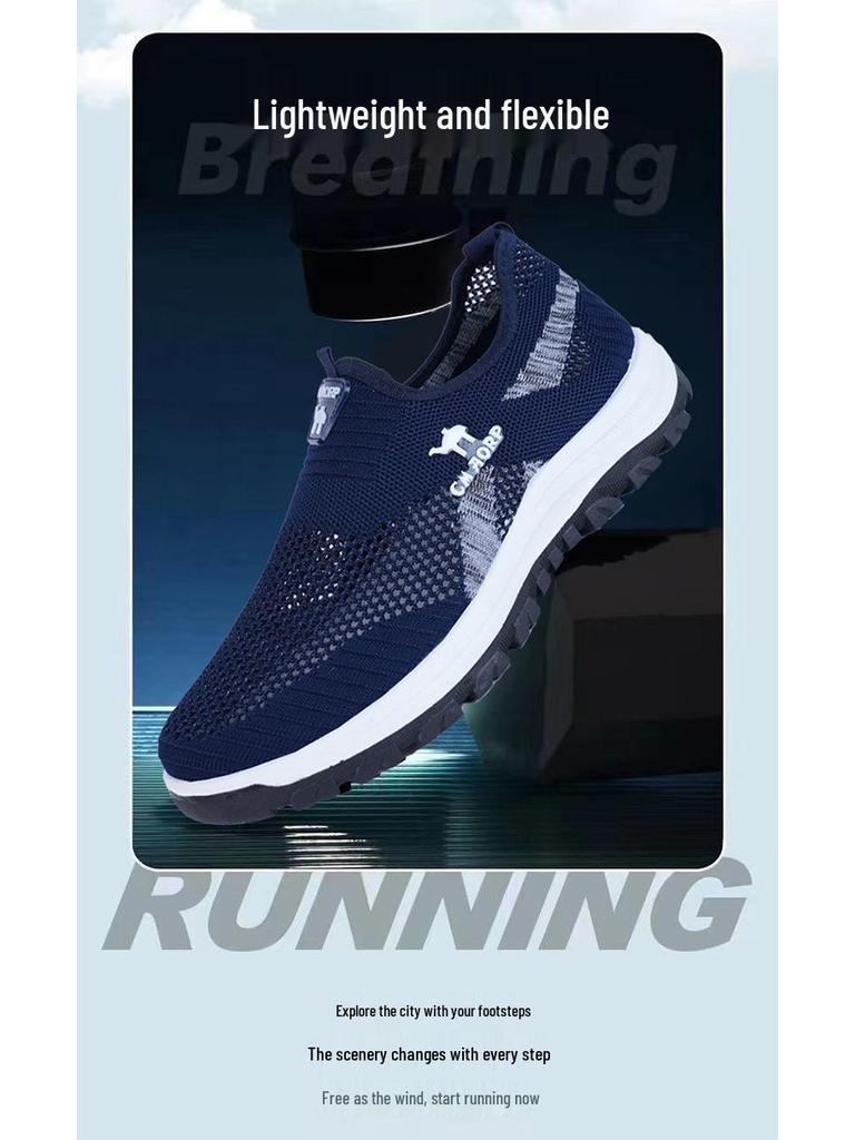 Men's Summer Breathable Slip-On Lightweight Mesh Running & Hiking Shoes.