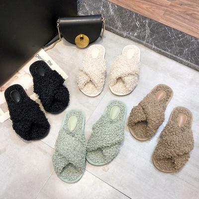 Korean Plush Slippers 2024 New Winter Fashion Wood Floor Anti Slip Flat Bottom Slippers Indoor Home Comfort Casual Shoes Durable