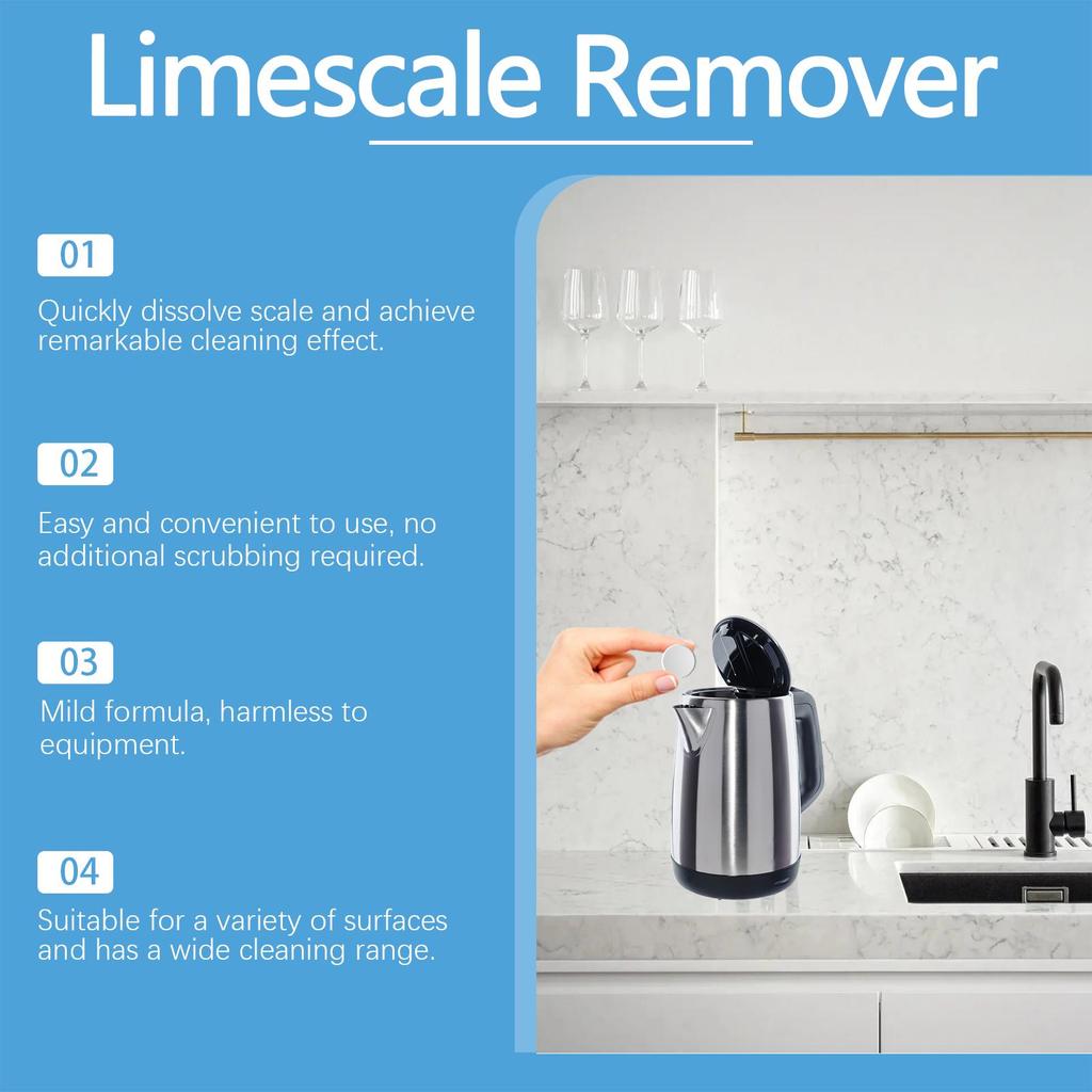 20pcs Multi-purpose descaling effervescent tablets Limescale cleaning effervescent tablets electric kettle limescale clean descaling tablets