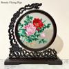 1pc, Su Embroidery Ornaments, Chinese Embroidery Crafts, Double Sided Embroidered Ornament, Solid Wood Desktop Decoration