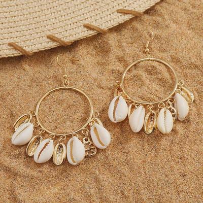European & American Marine Life Shell Earrings – Natural Conch Design, Beach-Inspired Jewelry