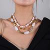 Stylish Geometric Multiple Layer Bead Necklace For Women Fashion Jewelry With Resin Accent Layer Designs For Daily Wear