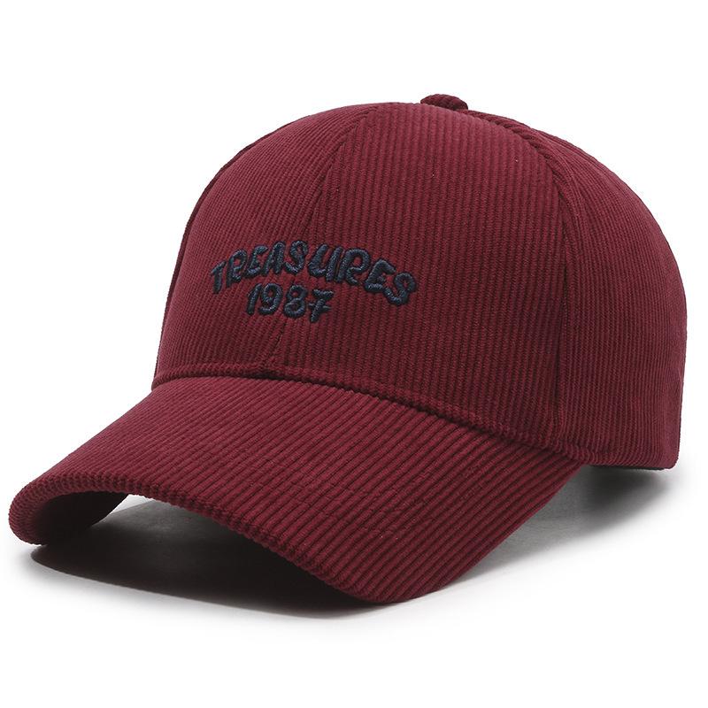 Corduroy Baseball Cap with Large Brim - Warm, Simple, Versatile, and Perfect for Outdoor Cycling