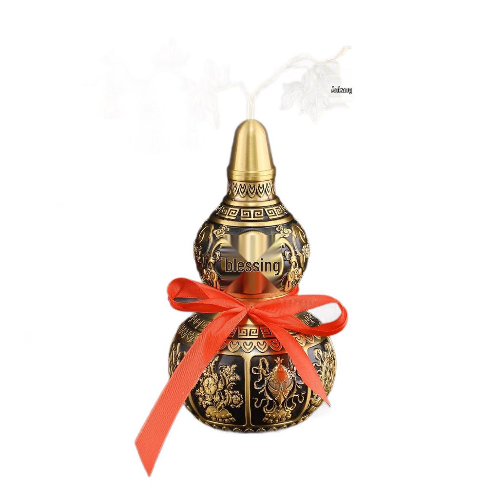 Brass Eight Treasures Gourd Ornament for Wealth, Prosperity, Health, and Peace 