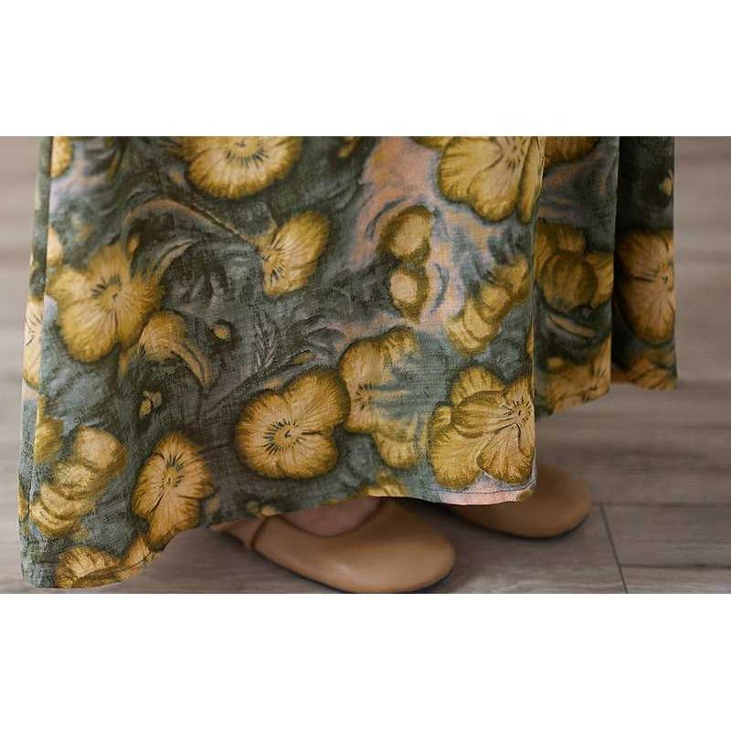 Loose Printed Round Neck Long Sleeve Dress Women's Long Dresses