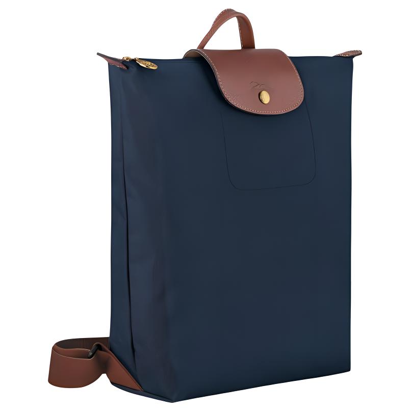 Longchamp Le Pliage Original Textured Logo Adjustable Wide Shoulder Strap Recycled Polyamide Fiber Tote Backpack Women backpack Navy-Blue 10284089P68