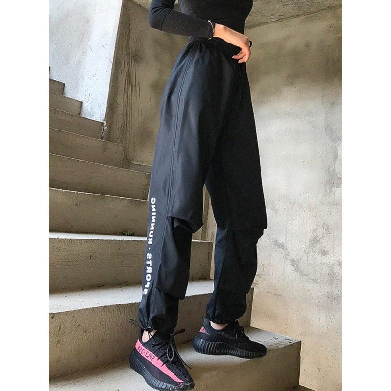 

Быстросохнущие спортивные брюки для бега, йоги, рабочей одежды, брюки для весны и лета, новый стиль, завязывание ног, завязывание ступней, спортивные брюки для женщин XXL чёрный