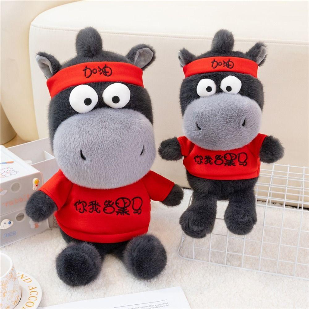 Mascot Dolls Black Horse Plush Toy Cute Zodiac Pony Figurine Lucky Horse Plush Toys Birthday Gift
