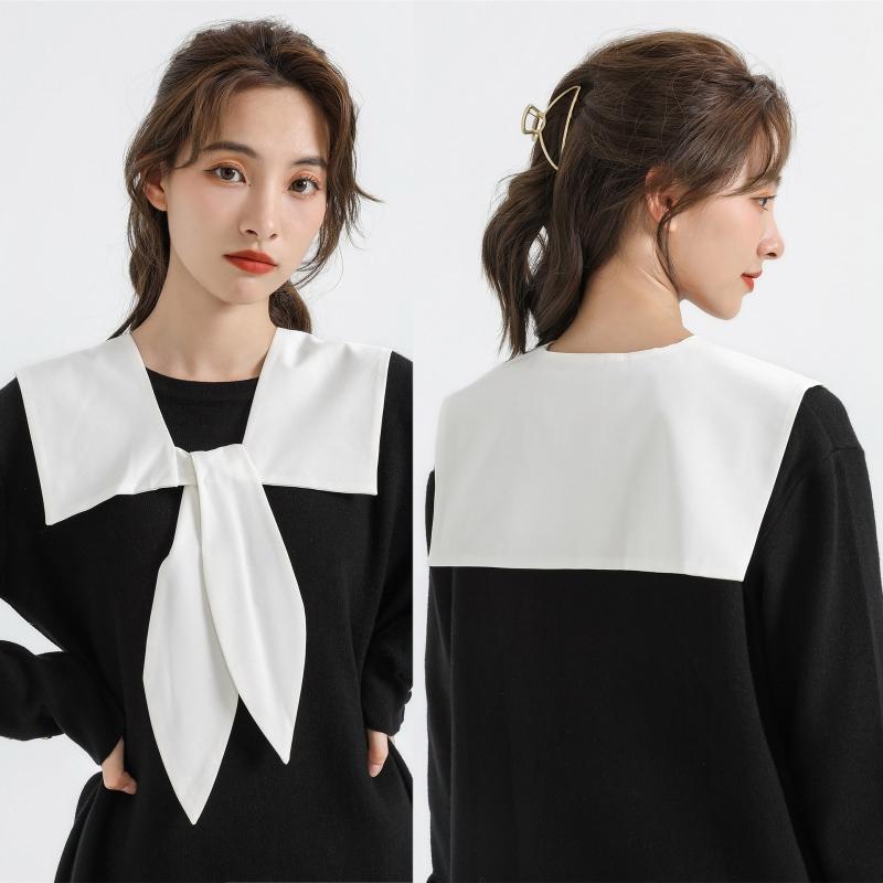 Women Girls Vintage Lolita False Fake Collar Shawl Sweet Ruffles Lace-Up Bow Decorative Necklace Choker Short Poncho