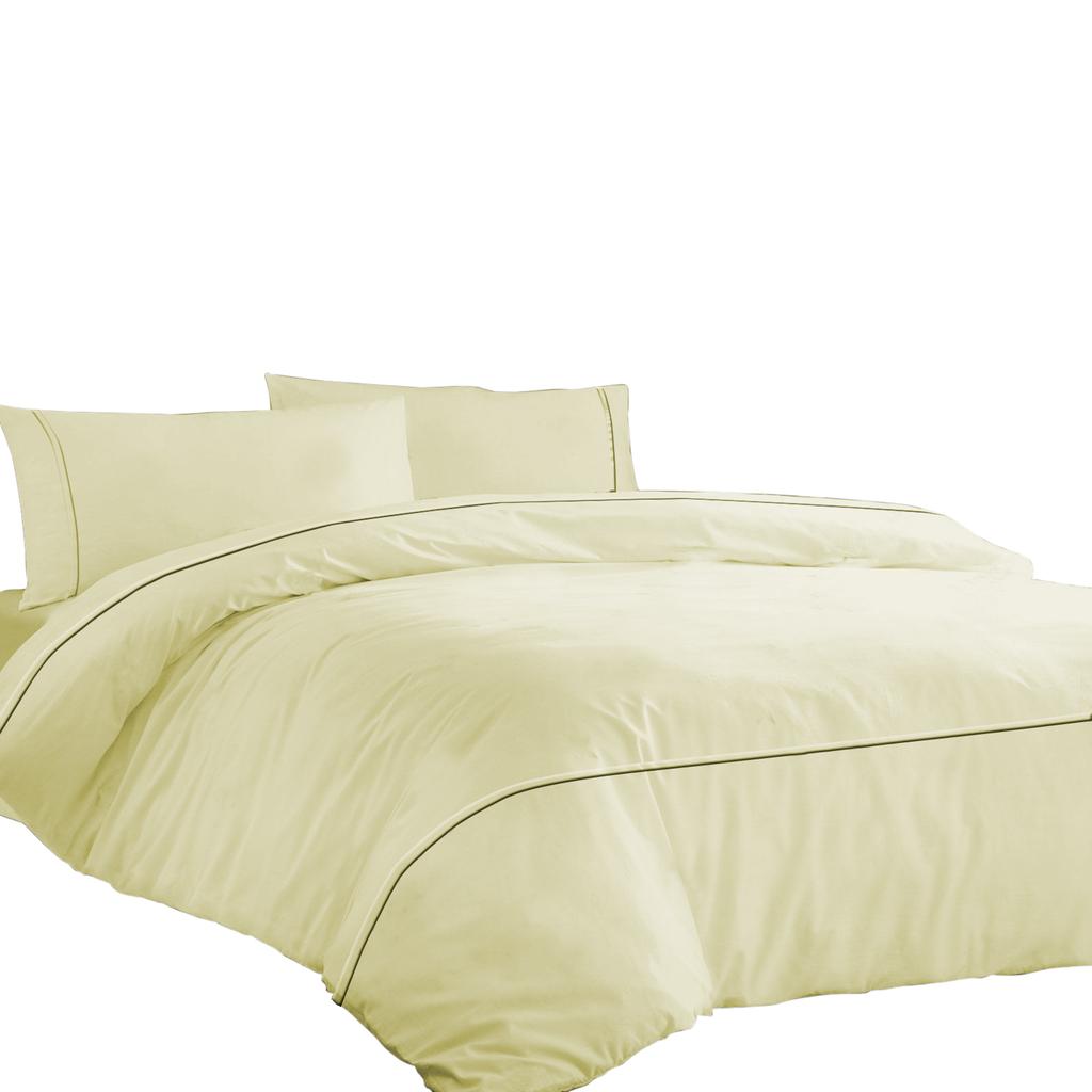 Aukščiausios kokybės 600TC egiptietiško medvilnės antklodės užvalkalų komplektas su stilingais horizontaliais kantais (3 vnt. rinkinys: 1 antklodės užvalkalas ir 2 pagalvių užvalkalai) - Kelių dydžių ir spalvų