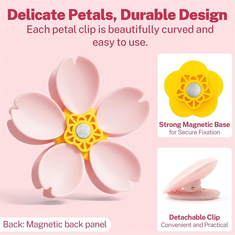 5/10pcs Cherry Blossom Magnetic Bag Clips 3D Flower Food Seal Clips Reusable Grip Stick Potato Chip for Snack Bags Kitchen Home