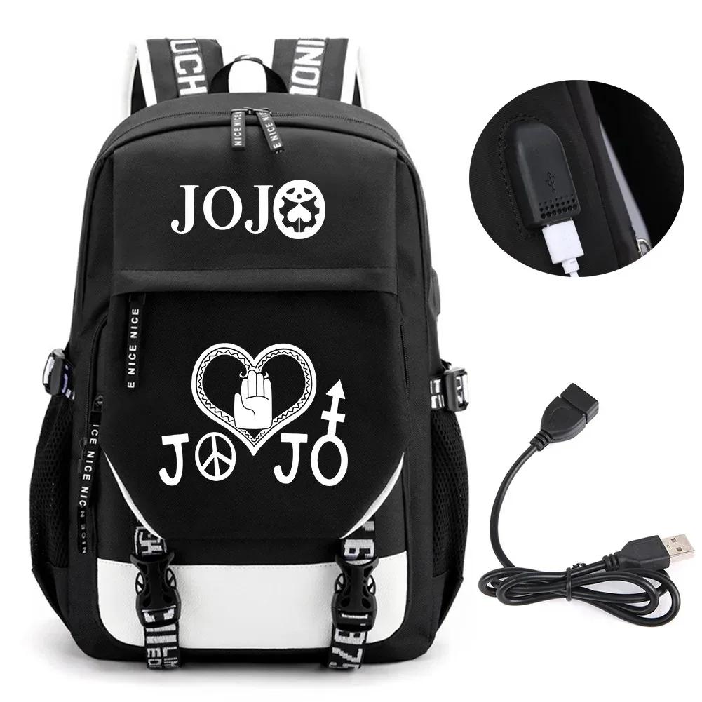 Anime JOJO Jonathan Joestar Golden Experience Backpack School Bookbag with USB Port Laptop Compartment for Boys Girls Travel Bag