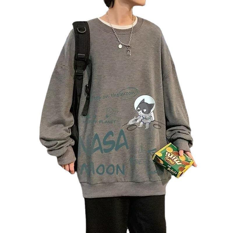 Pánské nadměrné tričko s dlouhým rukávem ve stylu high street na jaro a podzim - Trendy a všestranné