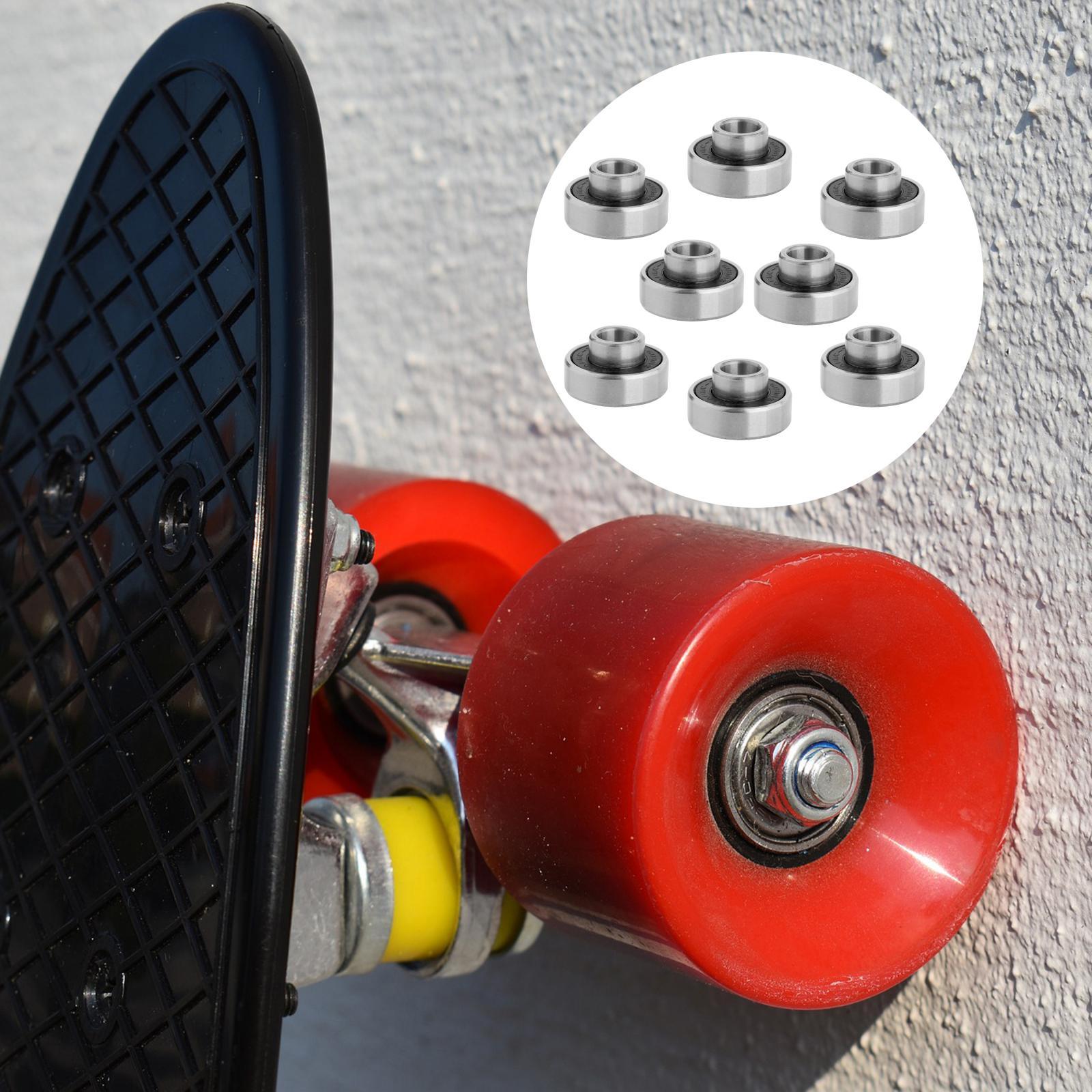 

8x Skateboard Bearings ABEC 11 Precision 608 2RS with and Washers for Longboard, Scooter, Roller Skates, Inline Wheels