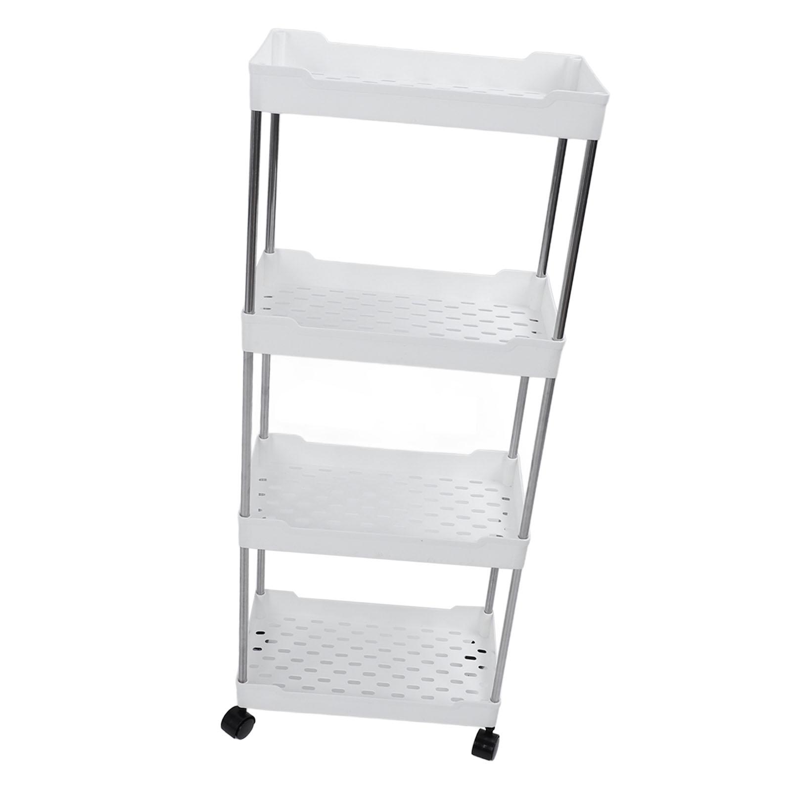 Разборная тележка-стеллаж, расширенная, 4-уровневая, из ПП и нержавеющей стали, на колесиках, для хранения, для ванной комнаты, туалета, гостиной, кухни