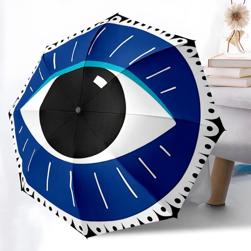 1pc Eye Icon Automatic Folding Umbrella, Portable & Foldable Design with 8 Ribs, Casual Outdoor Accessory Halloween and Christmas Gifts Yy25