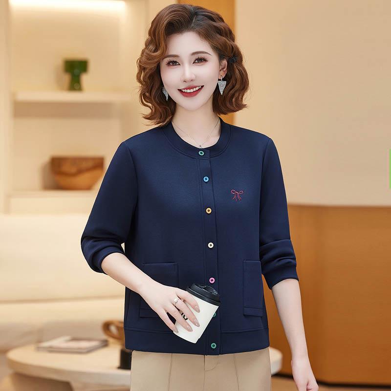 

2026 Spring Stylish Women s Outerwear: Short, Lightweight Jacket for Middle-Aged and Elderly Women - Perfect for Spring and Autumn. 2XL fits 110-120 jin темно-синий