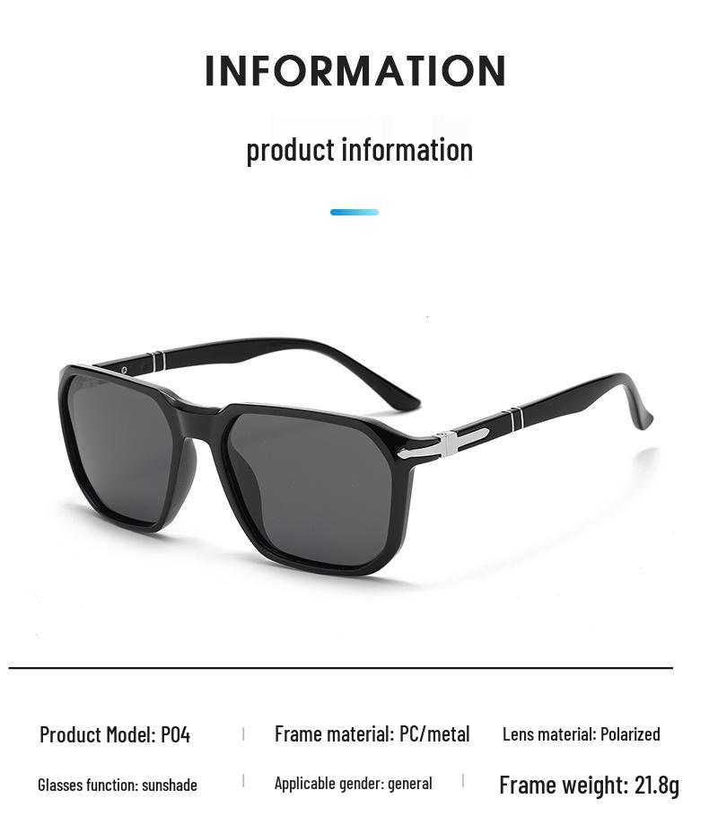 2025 Square Frame Polarized Photochromic Sunglasses for Outdoor Driving and Fishing with Spring Temples
