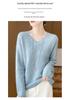 2024 Autumn/Winter Pure Wool V-Neck Loose Fit Women's Sweater with Hollow Diamond Cable Knit Design