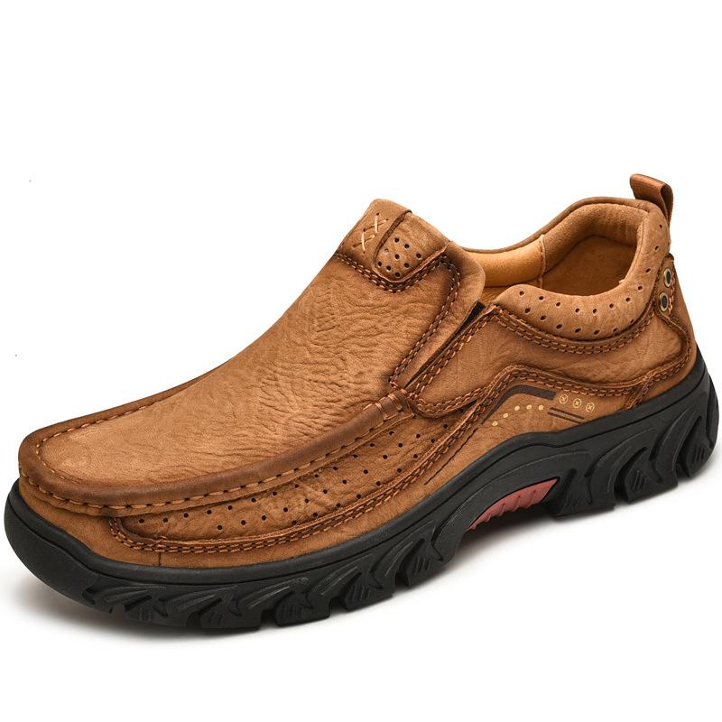 2026 New High Quality Men's Shoes Genuine Leather Casual Shoes Waterproof Work Shoes Cow Leather Loafers outdoor hiking shoes