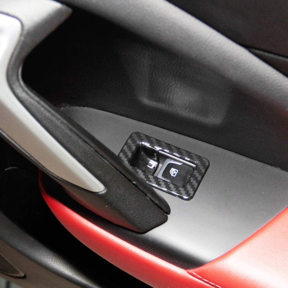 Carbon Fiber Look Door Window Lift Switch Frame Cover molding Trims Accessories for 2014 2015 2016 2017 2018 Chevrolet Corvette C7