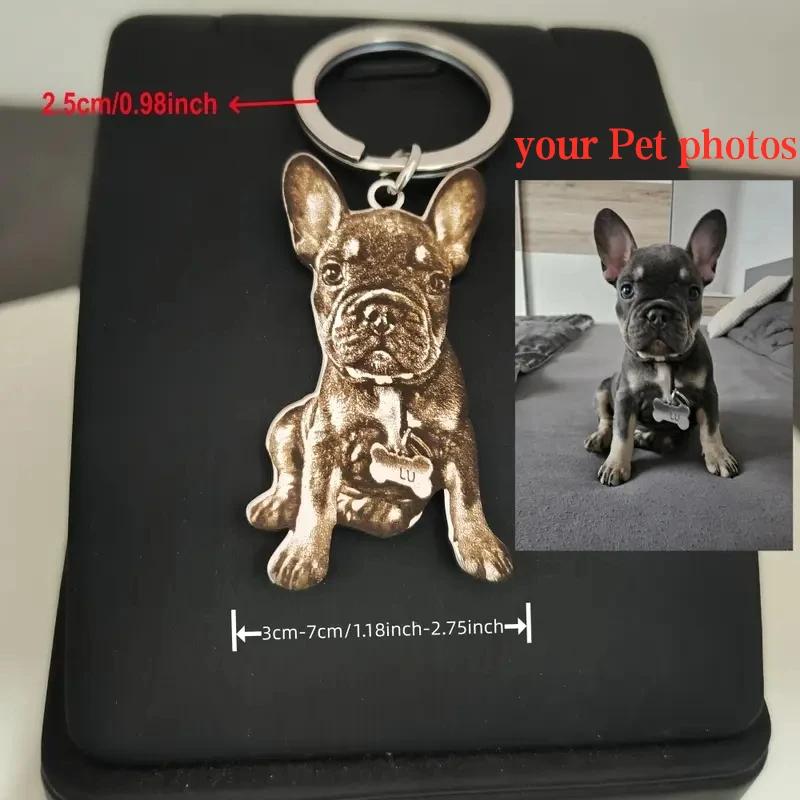 Personalisierte Haustier Katze Hund Porträt Foto Exquisiter Schlüsselanhänger Edelstahl Niedliches Tier Design Anhänger Schmuck Geschenke