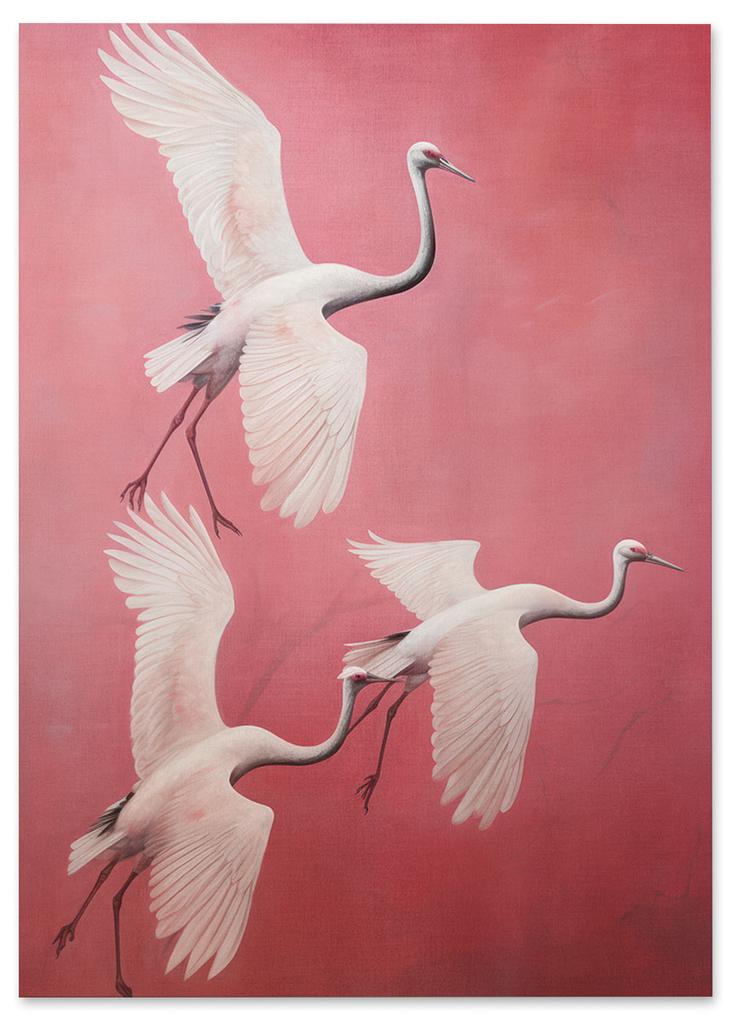 Poster Birds On a Pink Background