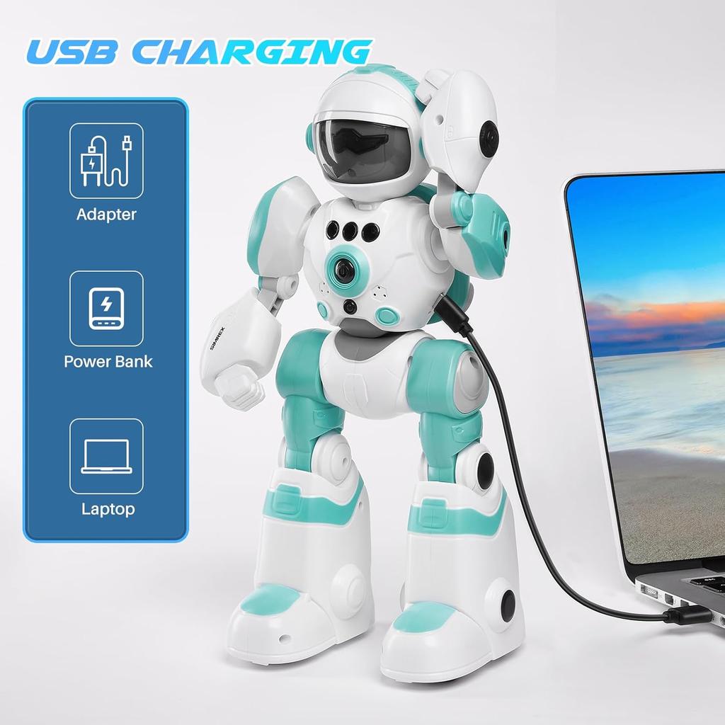 SIMREX Kids Robot Toys, Remote Control Robot, Programmable Robot with Recorded Voice Music Dance Gesture Control, Gift for Toddler Boys and Girls