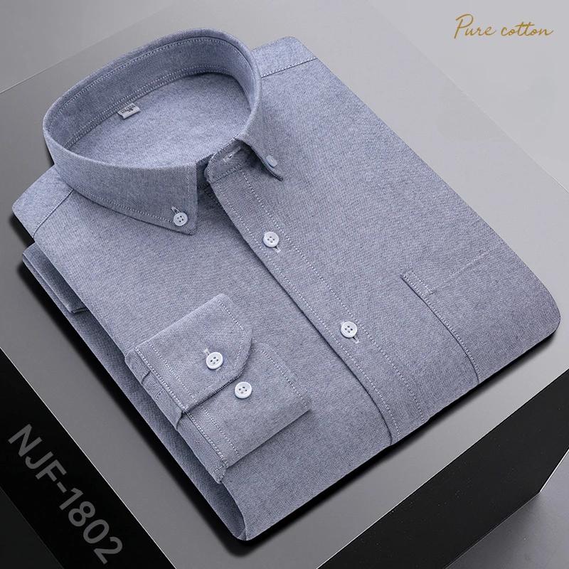 Nouveau dans Chemise Surdimensionnée Manches Longues 100% Coton Chemises pour Hommes Coupe Ajustée Formel Uni Chemise à Carreaux Décontracté Hauts Designer Vêtements Noirs