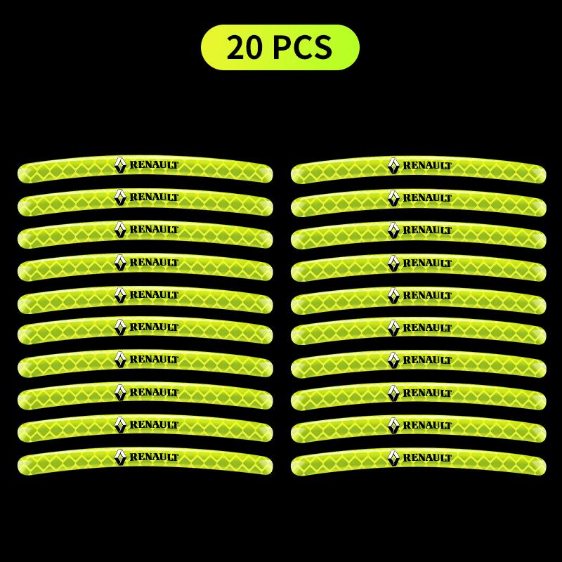 

Светоотражающие наклейки на ступицу колеса автомобиля, светящиеся аксессуары для обода шины для Renault Dacia Megane 2 3 Clio 4 Duster Captur Kadjar 20pcs Renault
