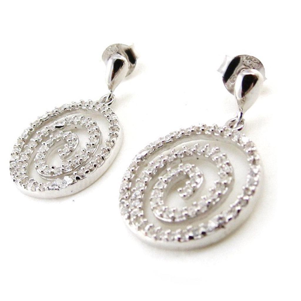 Les Trésors De Lily [J0187] - Boucles Argent 'Déesse' Blanc argenté (rhodié) - 23x15 mm