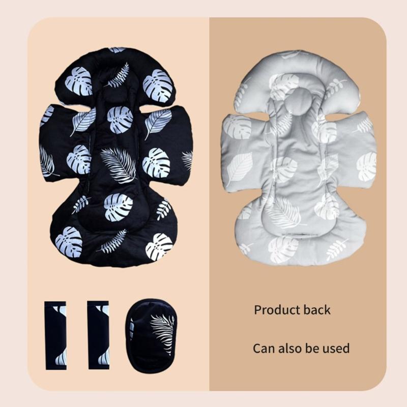 Ergonomic Strollers Harness Sleeve & Crotch Protector Set with Seat Pad Gentle Support Easy Installation Cartoon Pattern