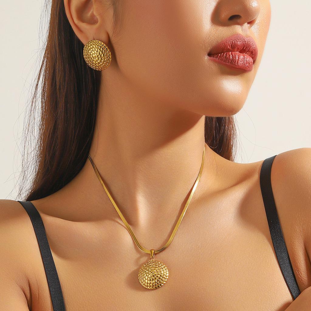 Vintage Heart Fan Shape Blue Turquoise Pearl Drop Earrings Necklace Set with Fashion Gold Accents
