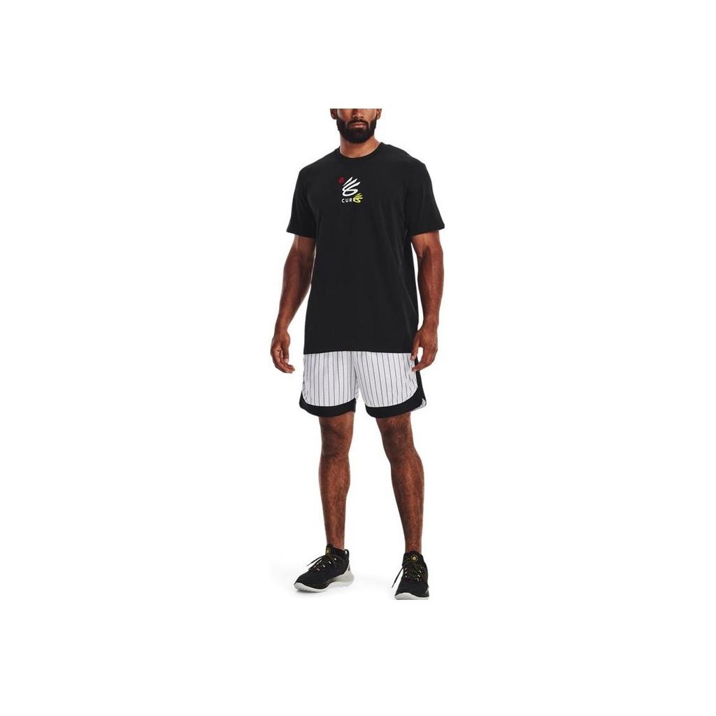 Under Armour Solid Logo Print Crew Neck T-Shirt Men Tops Black 1376275-001