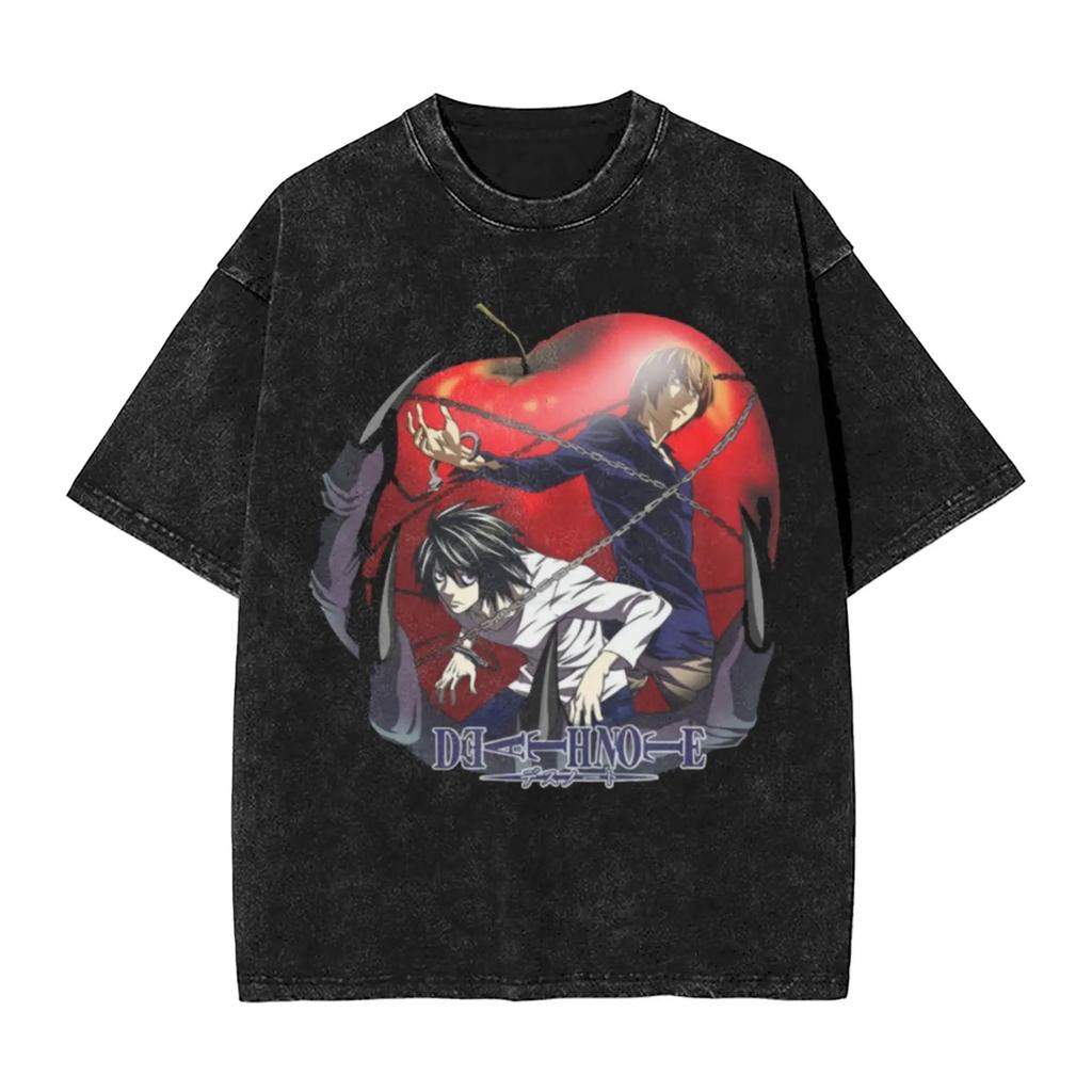 Death Note Manga TShirt Size L Lawliet Graphic Print Washed Loose Short Sleeve Soft for Men and Women Comfortable TShirt