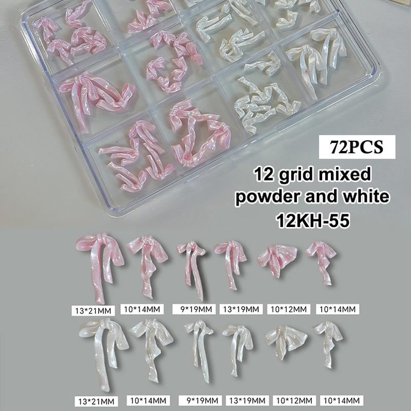 

48/72 шт. Сатиновые Светлые Шармы для Ногтей Бантик Украшения для Ногтей Мягкая Резьба Смола Бантик Украшение для Маникюра Ленточный Бант DIY H55