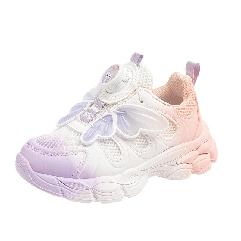 

2026New girls sports shoes with soft soles, breathable, non-slip, fashionable, versatile, comfortable, and casual shoes for older children 27-32One Hand6Double пурпурно красный