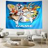 Custom Name Looney Tunes Print Tapestry, Backdrop, Easy Setup, Ideal for Bedroom, Office & Living Room, with Aesthetic Wall Hanging Decor.