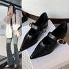 Fashion 2025Spring Women's Heeled Single Shoes Fashionable Mid-heel Gold Buckle  Jane Shoes  Pointed Toe Boat Shoes Zapatos Mujer