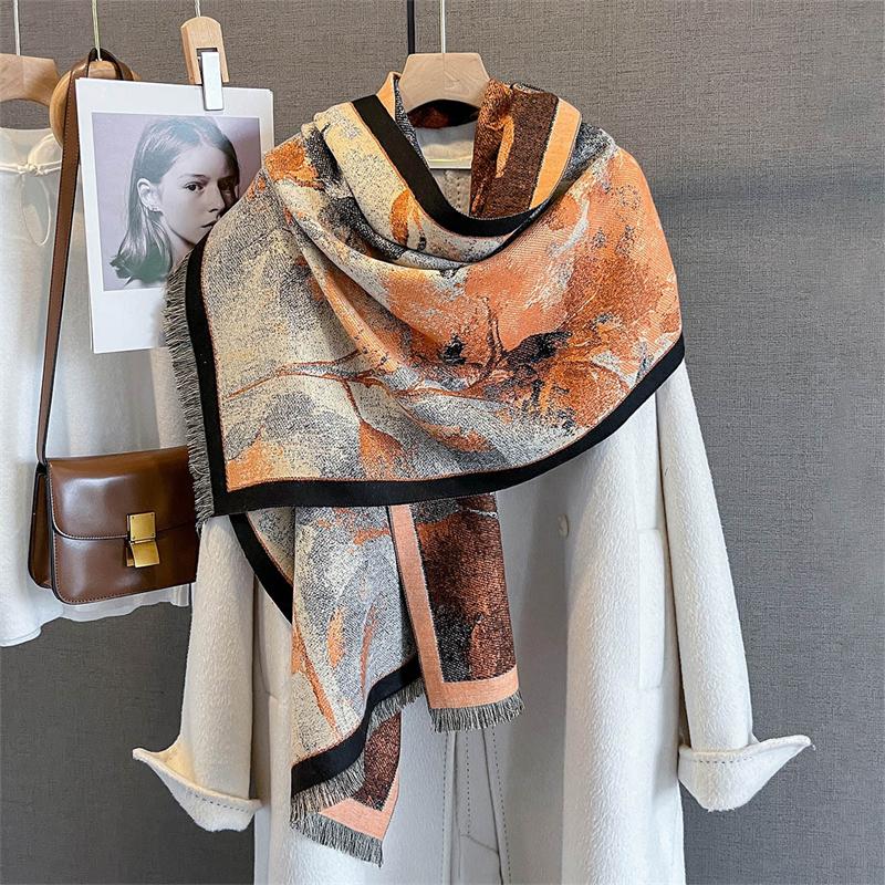New Print Autumn Winter Scarf Women Pashmina Shawls and Wraps Cashmere Blanket Warm Thick Stoles for Lady Outdoor Bufanda