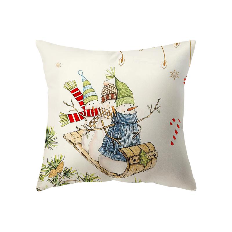 Cute Santa Claus Christmas Decoration Printed Pattern Cushion Cover Home Living Room Sofa Decorative Pillow Pillow Cover