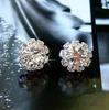 Korean imitation Rhinestones crystal fashion jewelry shining zircon OL sunflowers round earrings for women